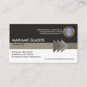 Monochromatische Grijze pijlpunten Stripe Founder  Visitekaartje (Voorkant)