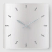 Monochromatische grijze zilver Ombre Minimale Zwar Vierkante Klok (Voorkant)