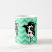 Monochromatische groene Chevron Border Collie Mok (Center)