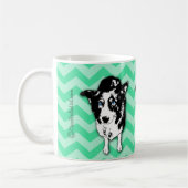 Monochromatische groene Chevron Border Collie Mok (Links)