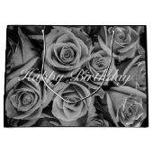 Monochromatische Happy Birthday Rozen Gift Bag Groot Cadeauzakje (Voorkant)