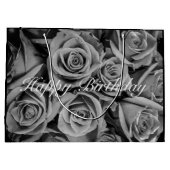 Monochromatische Happy Birthday Rozen Gift Bag Groot Cadeauzakje (Achterkant)