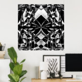 Monochromatische Kaleidoscoop Poster (Thuiskantoor)