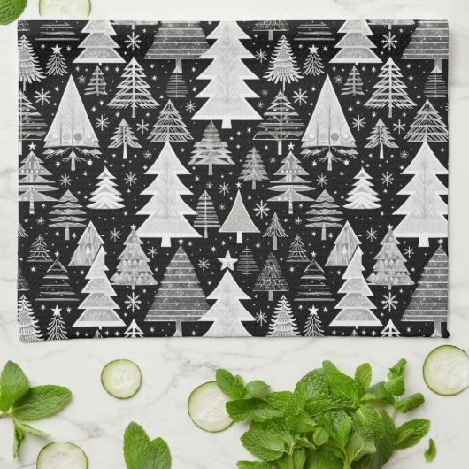 monochromatische kerst theedoek (Gevouwen)