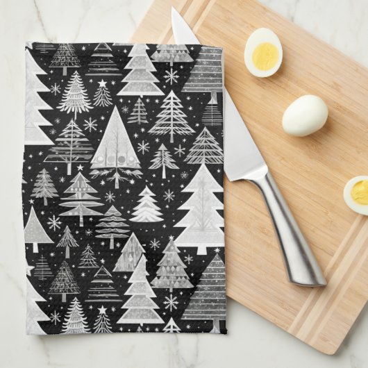 monochromatische kerst theedoek (Quarter Fold)