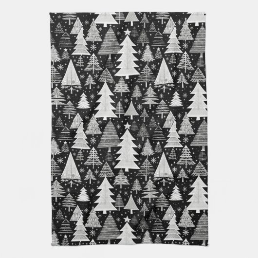 monochromatische kerst theedoek (Verticaal)