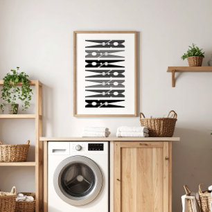 Monochromatische kleding met wasmachinekamer Kunst Poster