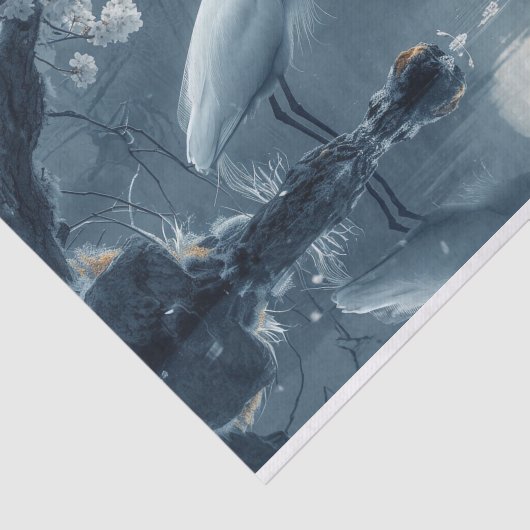 Monochromatische kraan in het maanlicht tissuepapier (Detail)