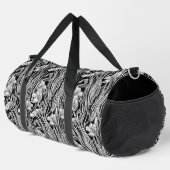 Monochromatische Line Art Floral Duffle Bag Plunjezak (Rechterhoek)