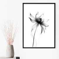 Monochromatische minimalistische Floral Wall Art-a