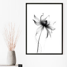 Monochromatische minimalistische Floral Wall Art-a