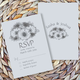 Monochromatische minimalistische madeliefje bloemi RSVP kaartje