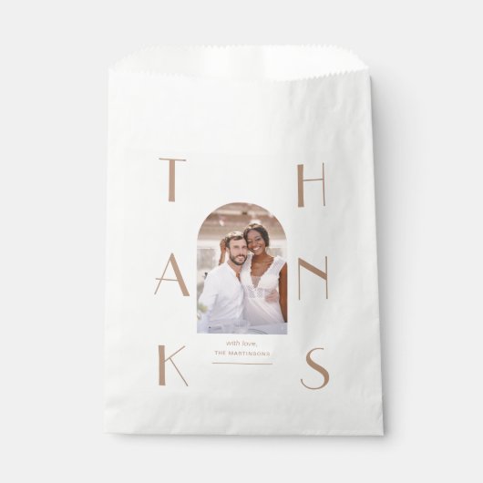 Monochromatische neutraal fotohuwelijk bedankzakje (Voorkant)