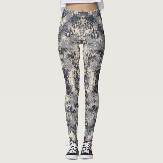Monochromatische Neutrale Abstracte verf splash ar Leggings (Voorkant)