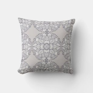 Monochromatische neutrale tonen botanisch patroon kussen
