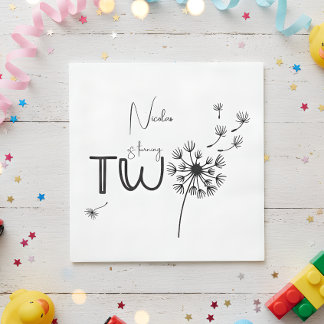 Monochromatische paardenbloem tweede verjaardag servet