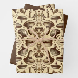 monochromatische paddestoelen inpakpapier vel