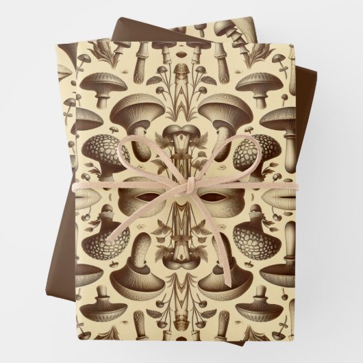 monochromatische paddestoelen inpakpapier vel (In situ)