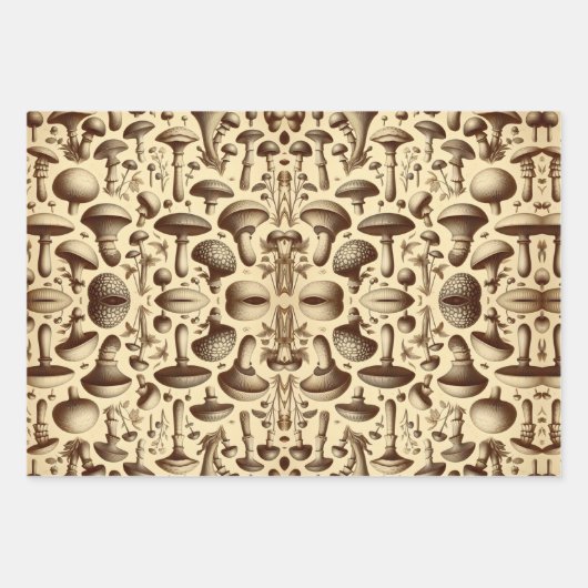 monochromatische paddestoelen inpakpapier vel (Voorkant)