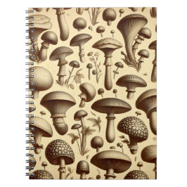 monochromatische paddestoelen notitieboek