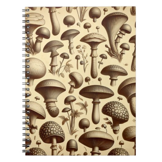 monochromatische paddestoelen notitieboek (Voorkant)