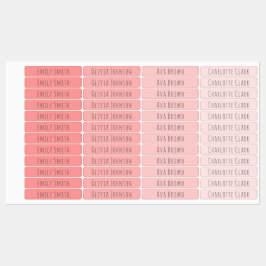 Monochromatische Perzik Roze Waterdichte Naam Labe Labels
