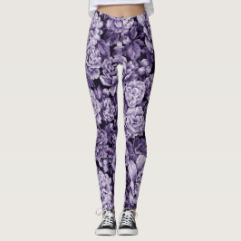 Monochromatische pioenen in blauw - marine leggings