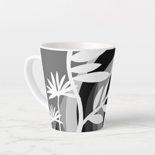 Monochromatische Plant afdrukken Latte Mok (Linkerhoek)