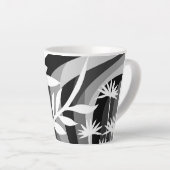 Monochromatische Plant afdrukken Latte Mok (Rechterhoek)