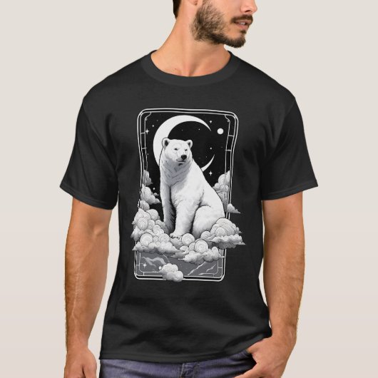 Monochromatische Polar Beer in nacht T-shirt (Voorkant)