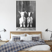 Monochromatische Portret van Twee Baby Geiten Canvas Afdruk (Insitu (Slaapkamer))