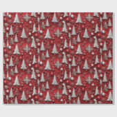 Monochromatische rode kerst met metallic accenten cadeaupapier (Vlak)