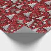 Monochromatische rode kerst met metallic accenten cadeaupapier (Hoek)