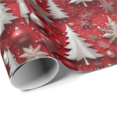 Monochromatische rode kerst met metallic accenten cadeaupapier (Rol Hoek)