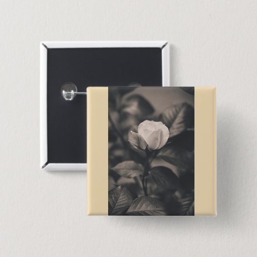 Monochromatische roos afbeelding vierkante button 5,1 cm (Voorkant /achterkant)