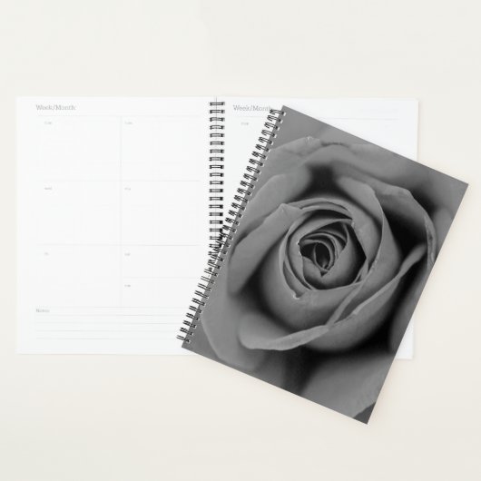 Monochromatische Roos Spiral Weekly/Maandelijkse P Planner (Display)