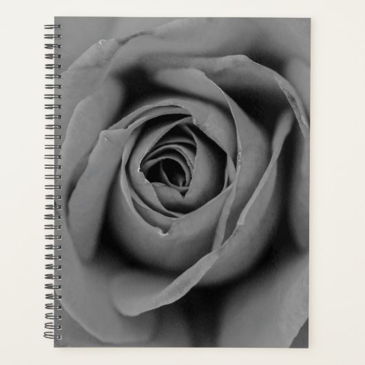 Monochromatische Roos Spiral Weekly/Maandelijkse P Planner (Voorkant)