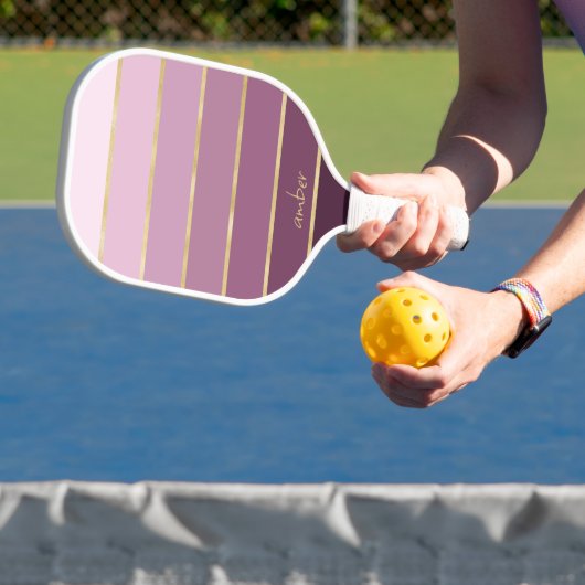 Monochromatische roze gradiënt | Gold Personalizat Pickleball Paddle (Insitu)
