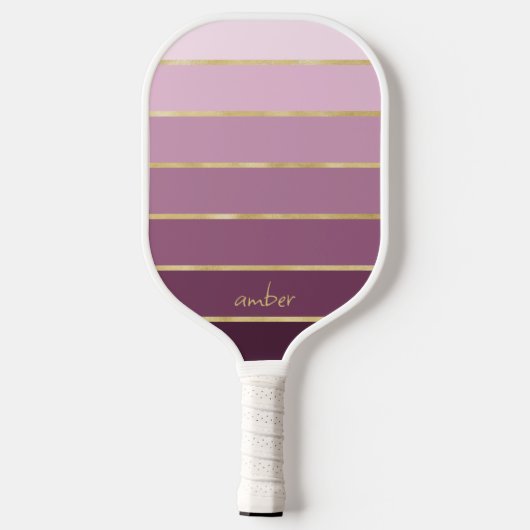 Monochromatische roze gradiënt | Gold Personalizat Pickleball Paddle (Achterkant)