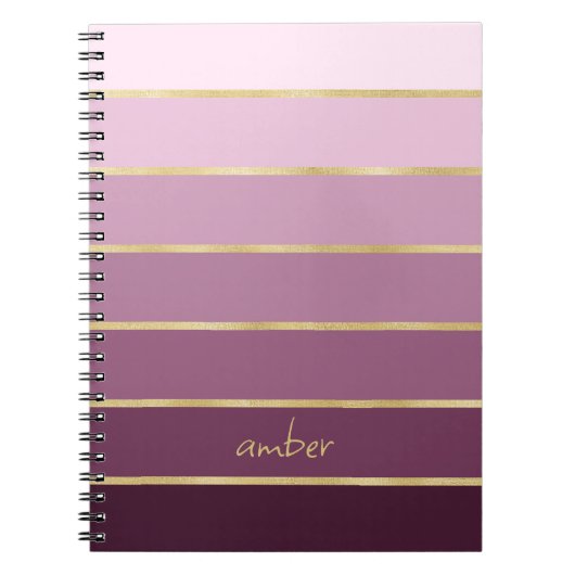 Monochromatische roze met Gold Personalization Notitieboek (Voorkant)