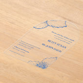 Monochromatische saffier Clematis minimalistische  Acryl Uitnodigingen (Laagn)