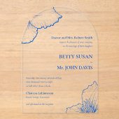 Monochromatische saffier Clematis minimalistische  Acryl Uitnodigingen (Voorkant)