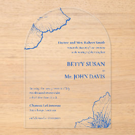 Monochromatische saffier Clematis minimalistische  Acryl Uitnodigingen