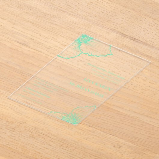 Monochromatische Seafoam Clematis Art formele brui Acryl Uitnodigingen (Laagn)