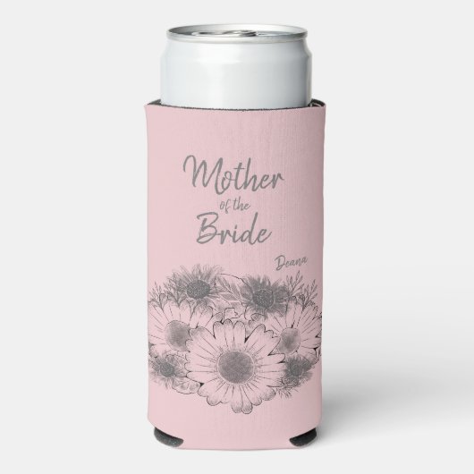 Monochromatische Simplistic Flowered Moeder van Br Seltzer Blikjeskoeler (Seltzer Achterkant)