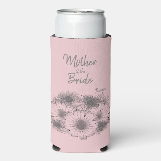 Monochromatische Simplistic Flowered Moeder van Br Seltzer Blikjeskoeler (Seltzer Voorkant)