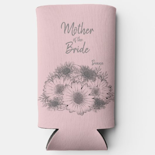 Monochromatische Simplistic Flowered Moeder van Br Seltzer Blikjeskoeler (Voorkant)