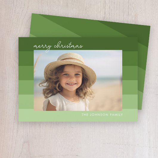 Monochromatische strepen - Groen - 1 foto Merry Feestdagenkaart