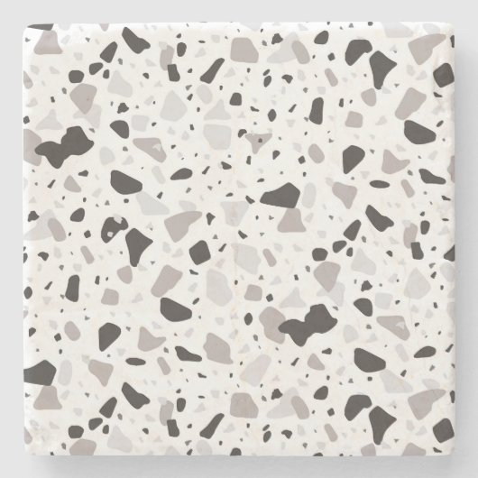 Monochromatische Terrazzo Patroon Stenen Onderzetter (Voorkant)