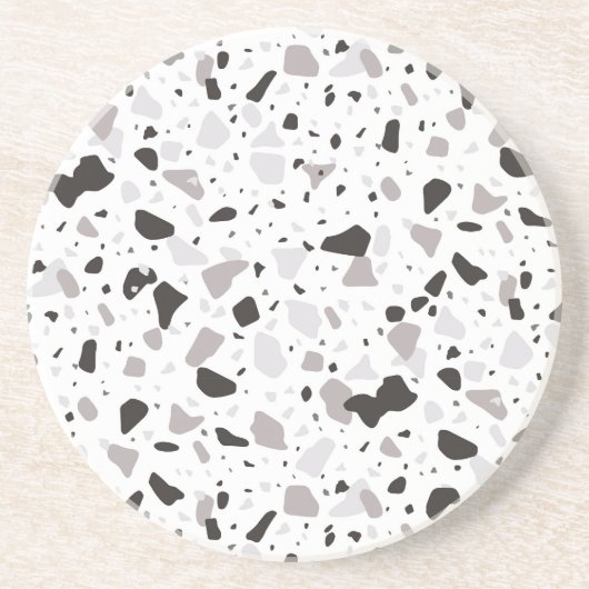 Monochromatische Terrazzo Patroon Zandsteen Onderzetter (Voorkant)